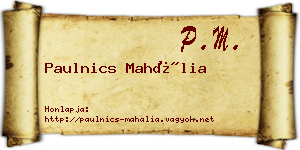 Paulnics Mahália névjegykártya